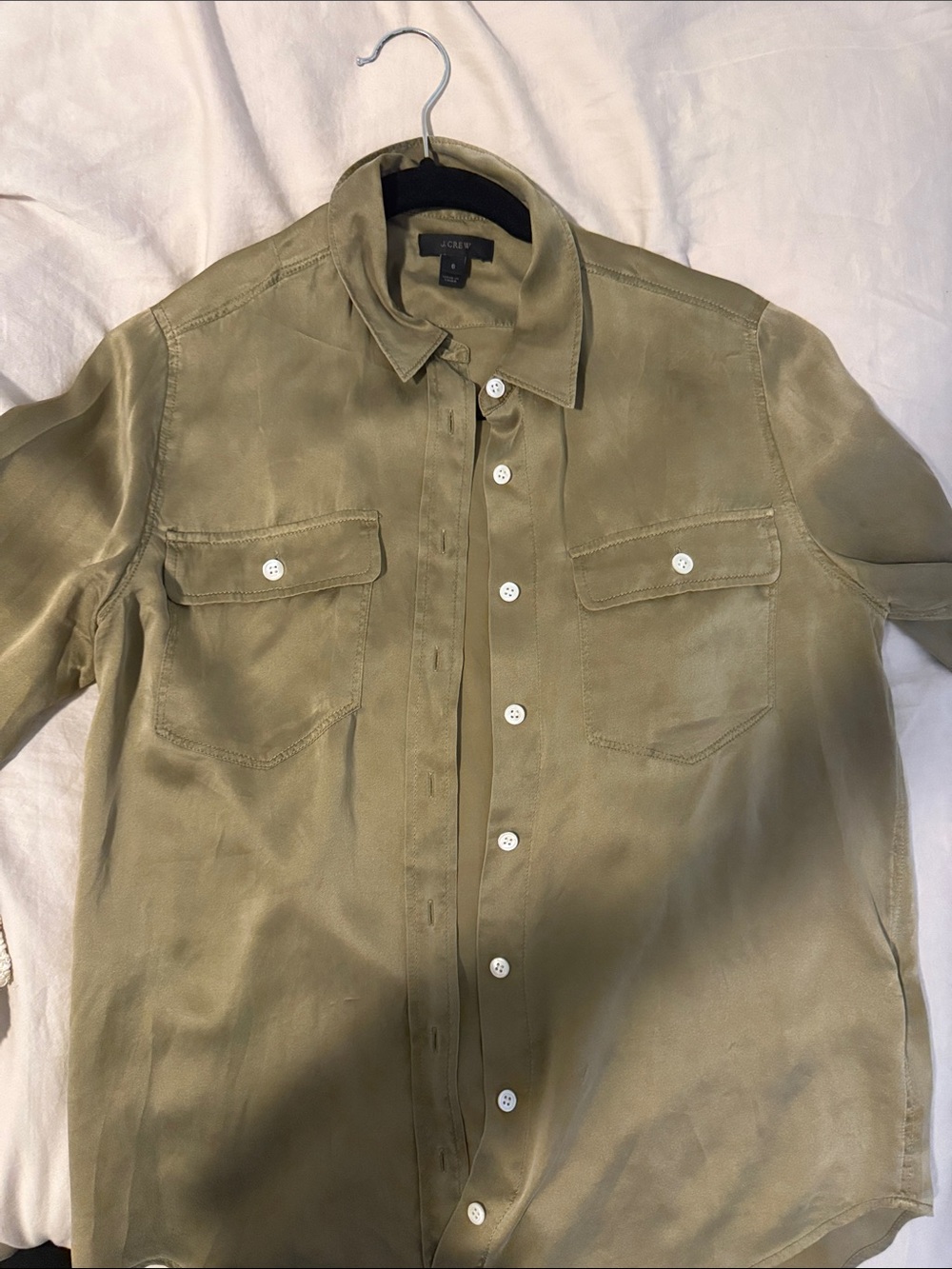J. Crew women’s Olive Button-Down Shirt with Chest Pockets